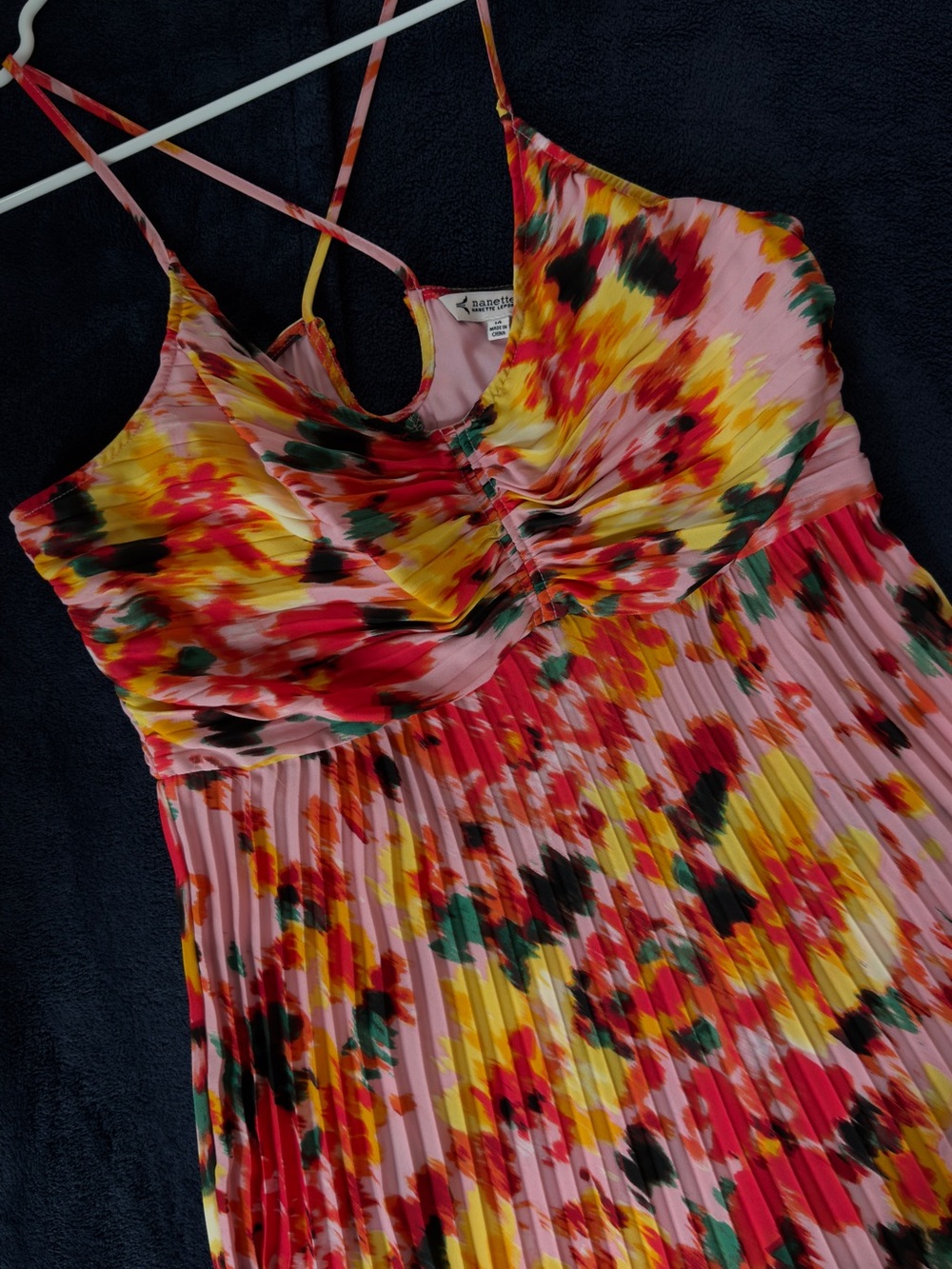 Nannette Pink Floral Maxi Dress with Yellow & Red Accents